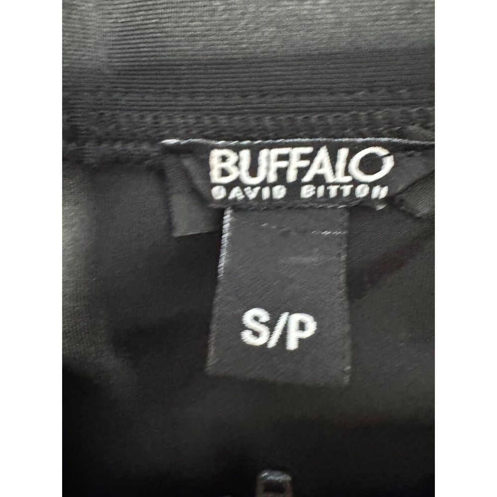 Buffalo David Bitton Embroidered Bird Dress Black Zip Front Fit & Flare S